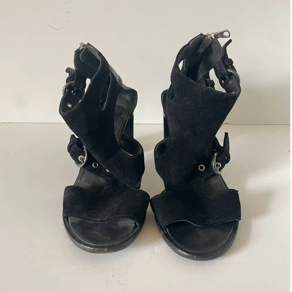 Rag & Bone Black Buckle Up Genoa Suede Gladiator Chunky Sandals • Size 36.5 🔴